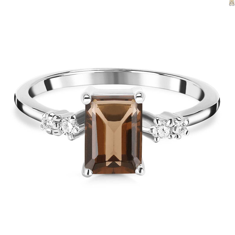Smoky & White Topaz Ring SMY-RR-139.