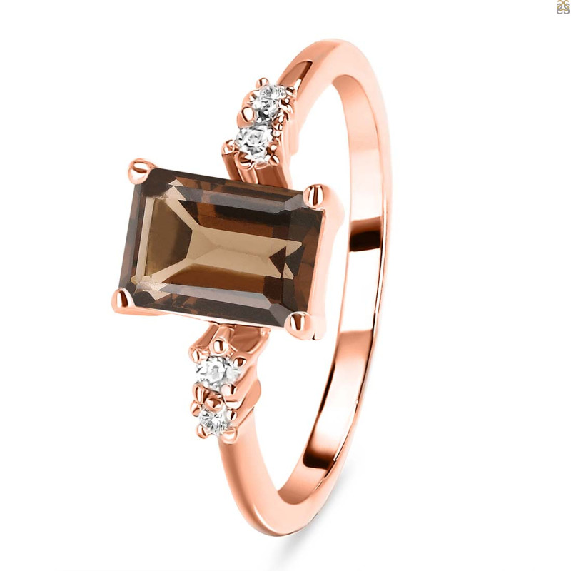 Smoky & White Topaz Ring SMY-RR-139.
