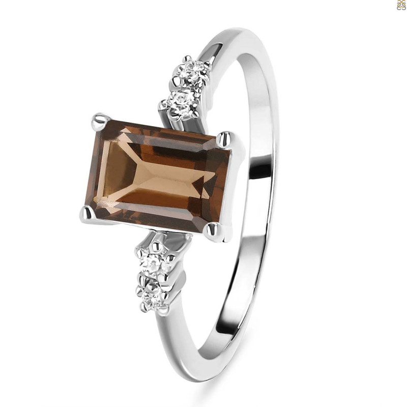 Smoky & White Topaz Ring