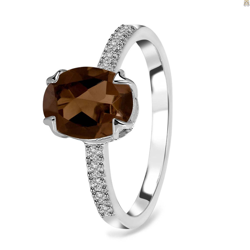 Smoky & White Topaz Ring