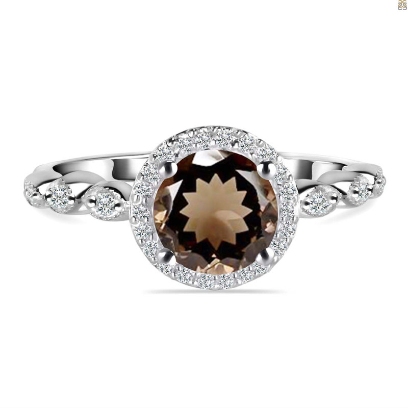 Smoky & White Topaz Ring SMY-RR-267.