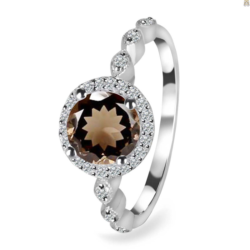 Smoky & White Topaz Ring