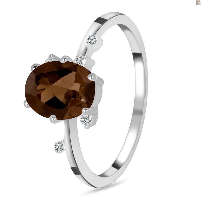Smoky & White Topaz Ring