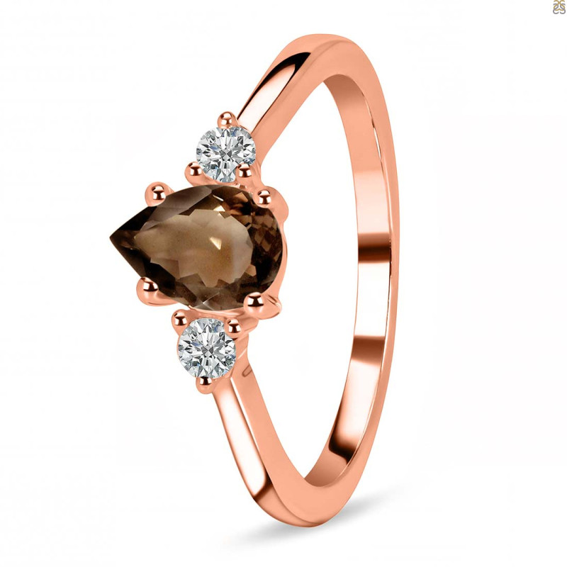 Smoky & White Topaz Ring SMY-RR-335.