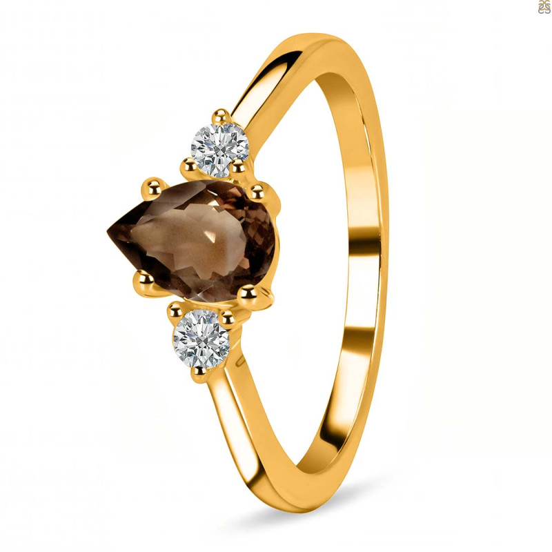 Smoky & White Topaz Ring SMY-RR-335.