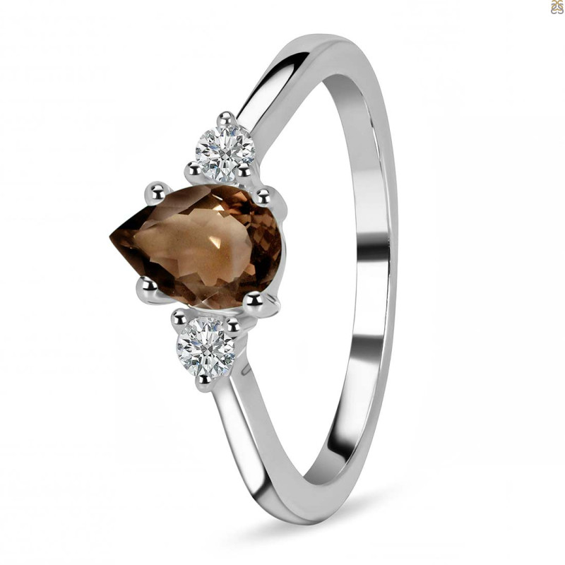 Smoky & White Topaz Ring