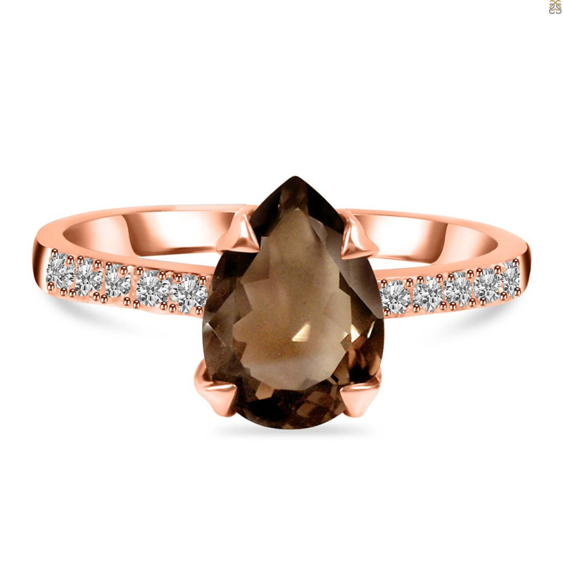 Smoky & White Topaz Ring SMY-RR-344A.