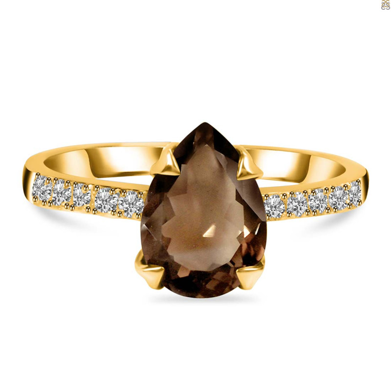 Smoky & White Topaz Ring SMY-RR-344A.