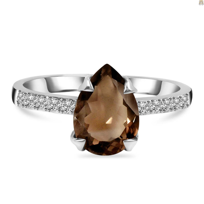 Smoky & White Topaz Ring SMY-RR-344A.