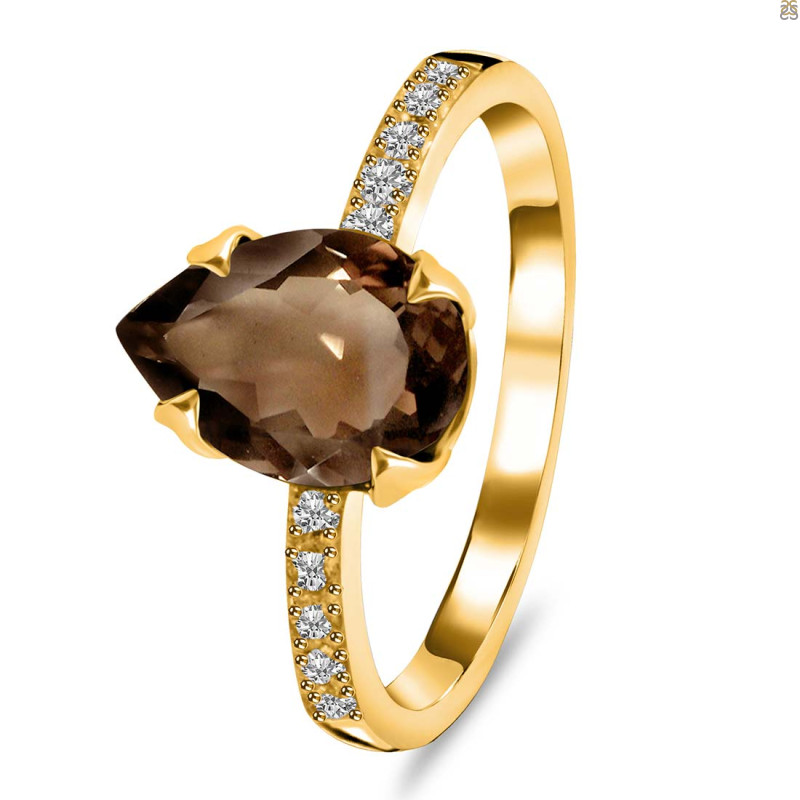 Smoky & White Topaz Ring SMY-RR-344A.