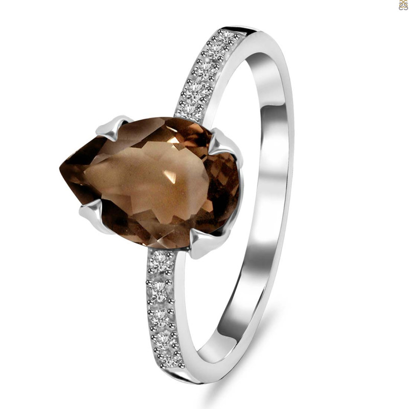 Smoky & White Topaz Ring