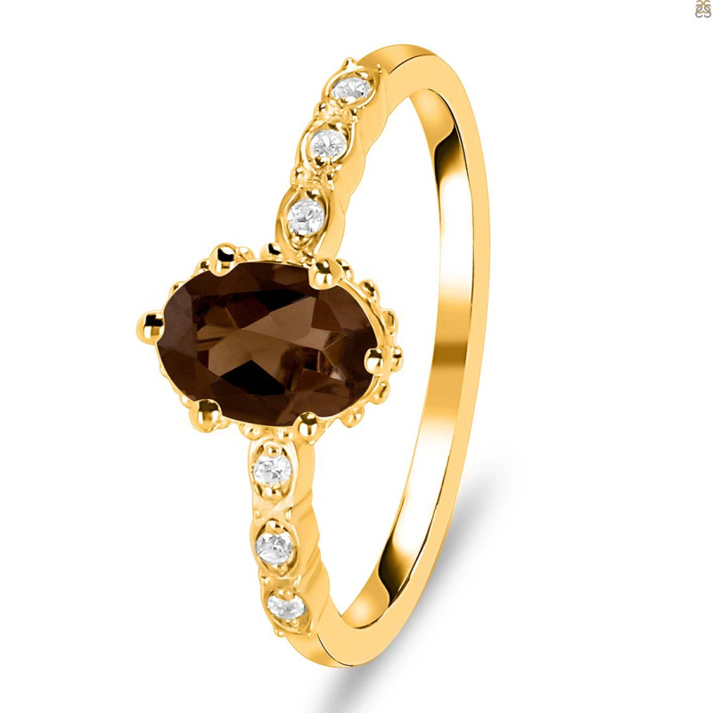 Smoky & White Topaz Ring SMY-RR-35.