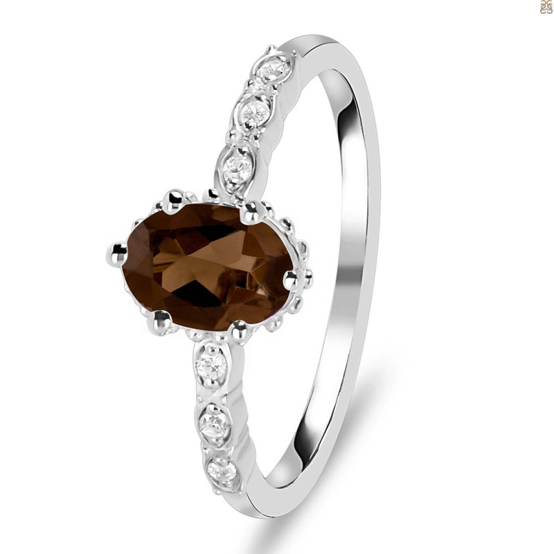 Smoky & White Topaz Ring