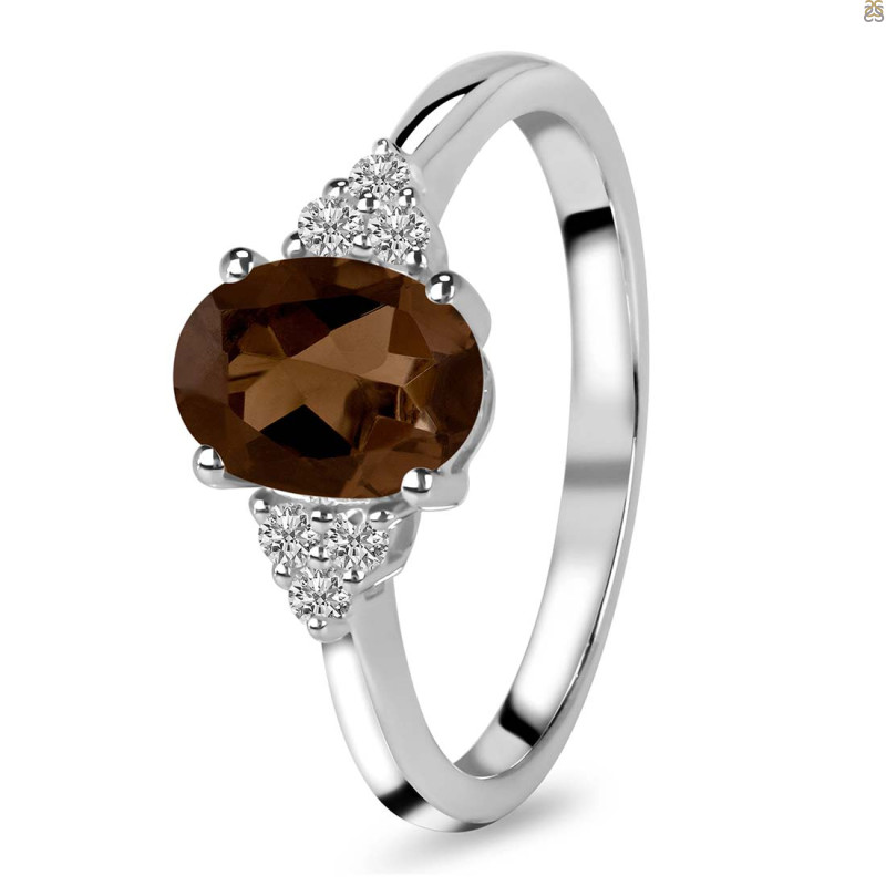 Smoky & White Topaz Ring