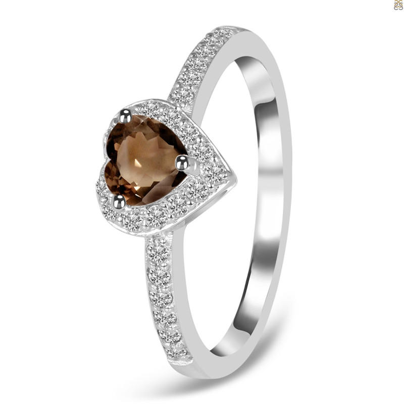 Smoky & White Topaz Ring