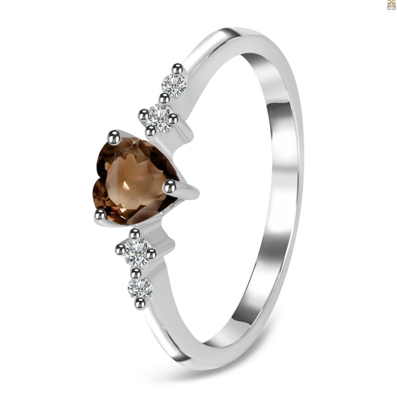 Smoky & White Topaz Ring