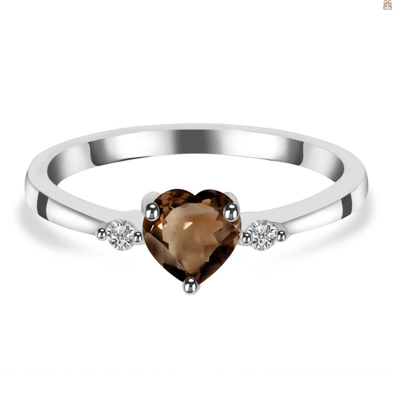 Smoky & White Topaz Ring SMY-RR-425.