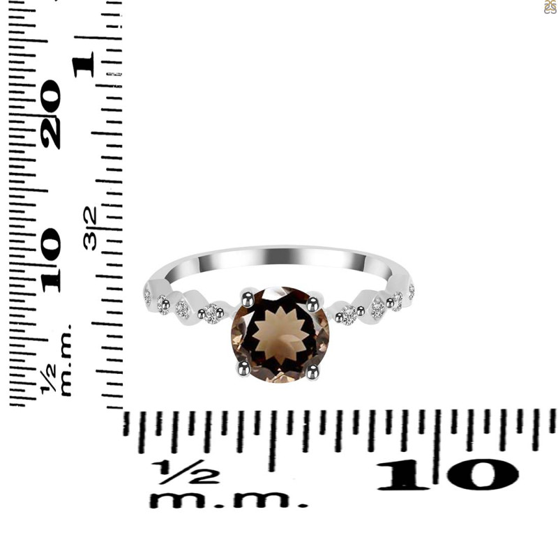 Smoky & White Topaz Ring SMY-RR-426.