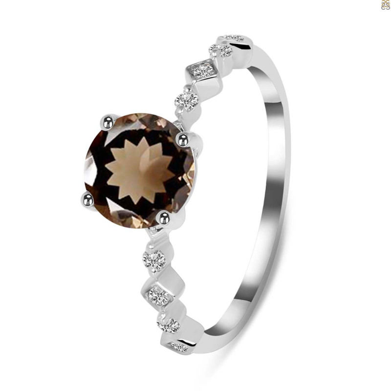 Smoky & White Topaz Ring