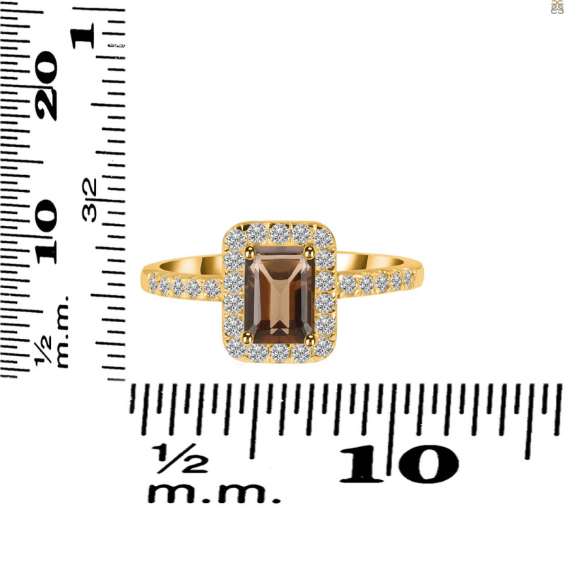 Smoky & White Topaz Ring SMY-RR-432.