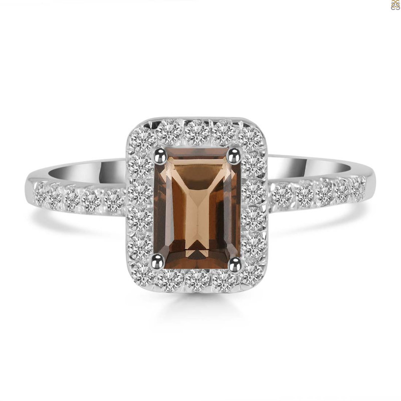 Smoky & White Topaz Ring SMY-RR-432.