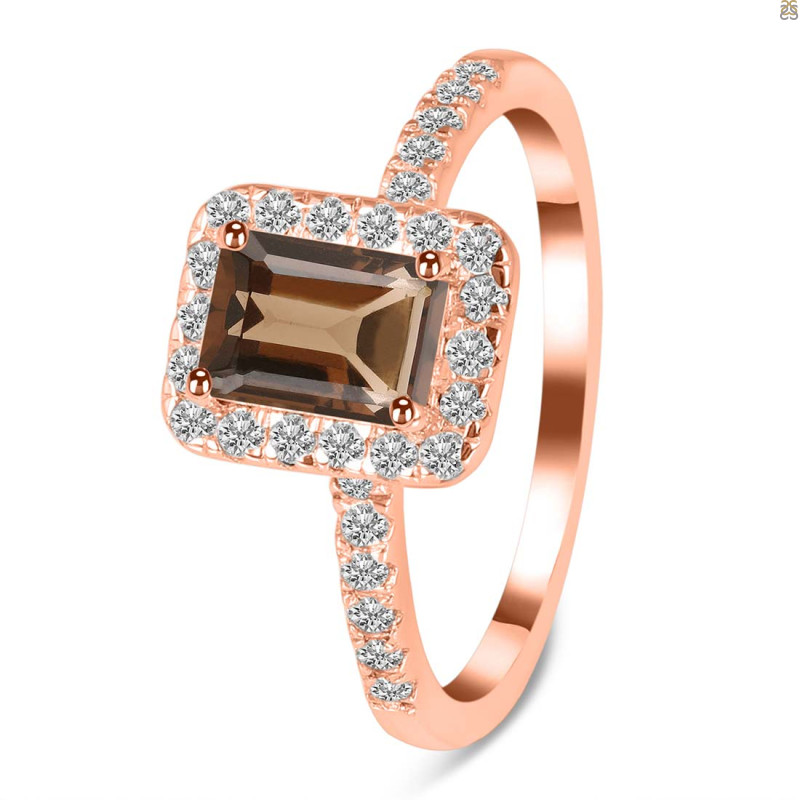 Smoky & White Topaz Ring SMY-RR-432.