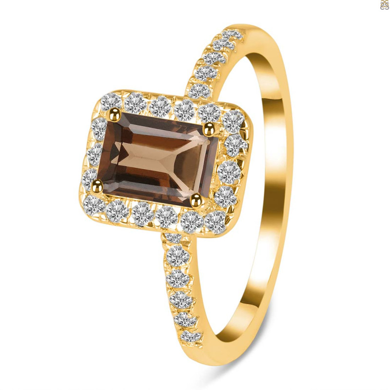 Smoky & White Topaz Ring SMY-RR-432.