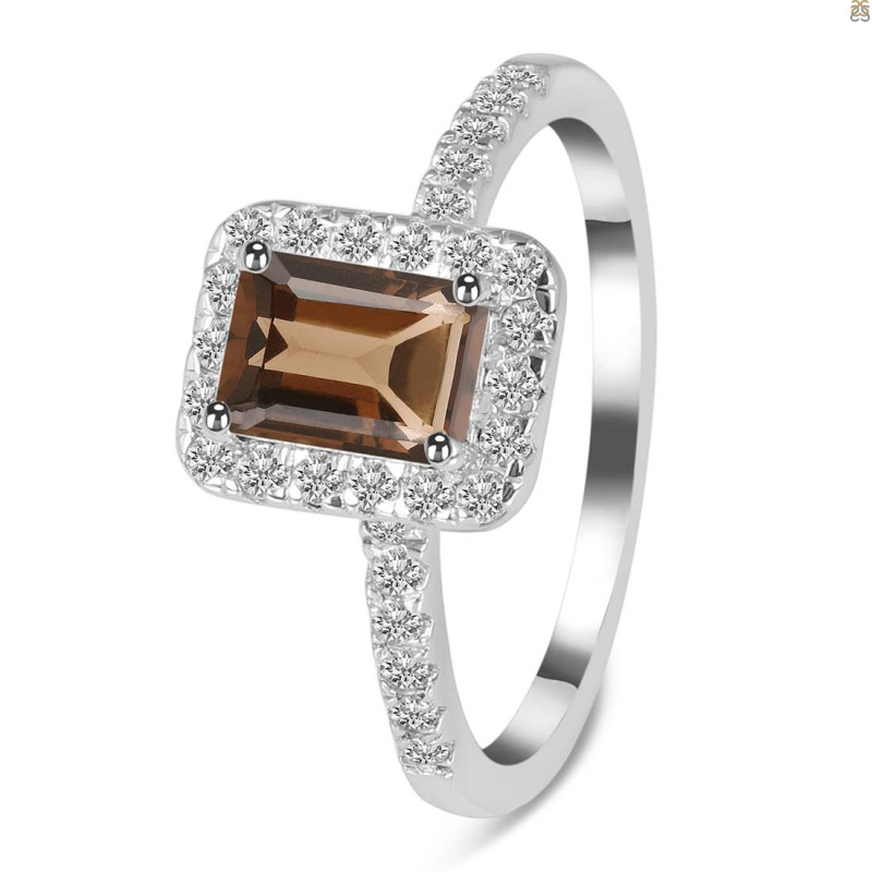 Smoky & White Topaz Ring