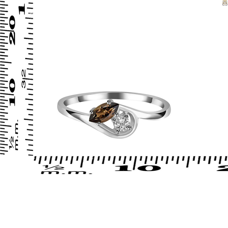 Smoky & White Topaz Ring SMY-RDR-2611.