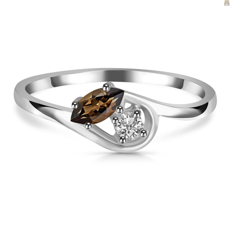 Smoky & White Topaz Ring SMY-RDR-2611.