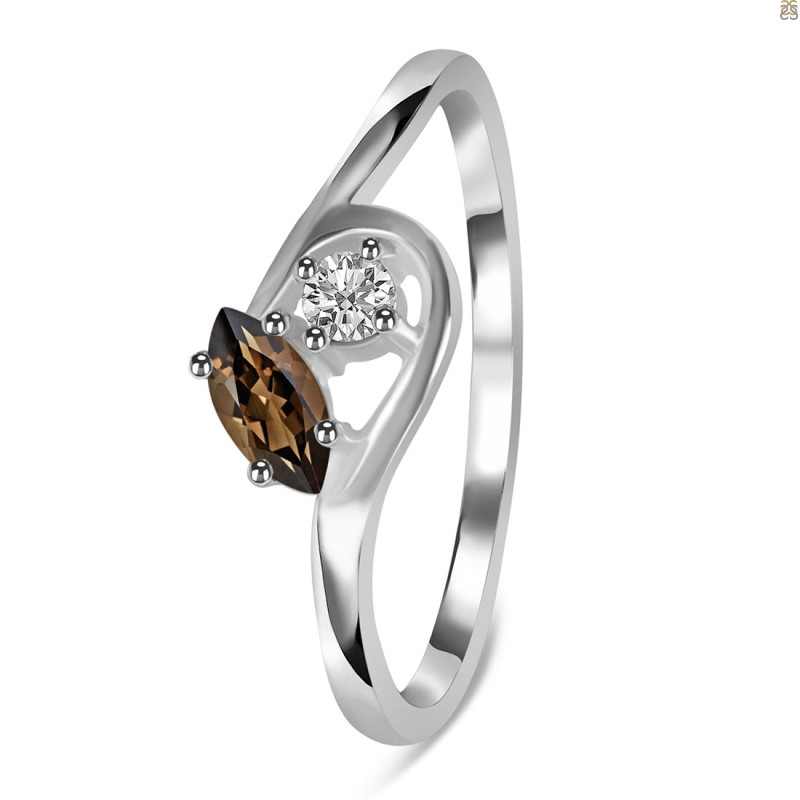 Smoky & White Topaz Ring