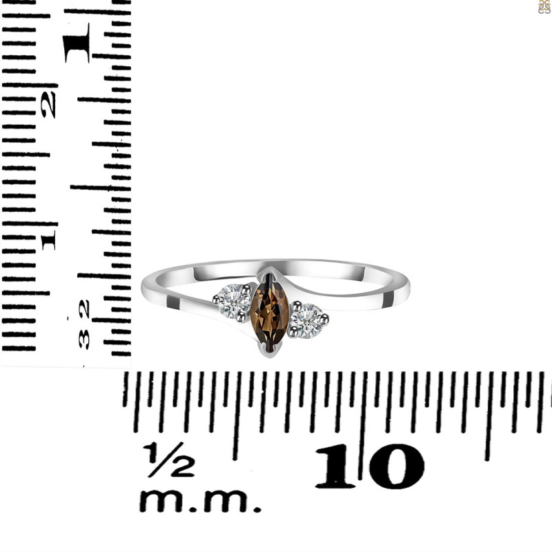 Smoky & White Topaz Ring SMY-RDR-2681.