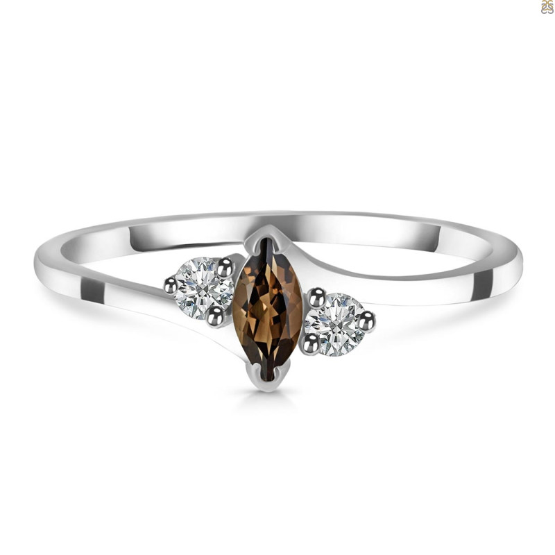 Smoky & White Topaz Ring SMY-RDR-2681.