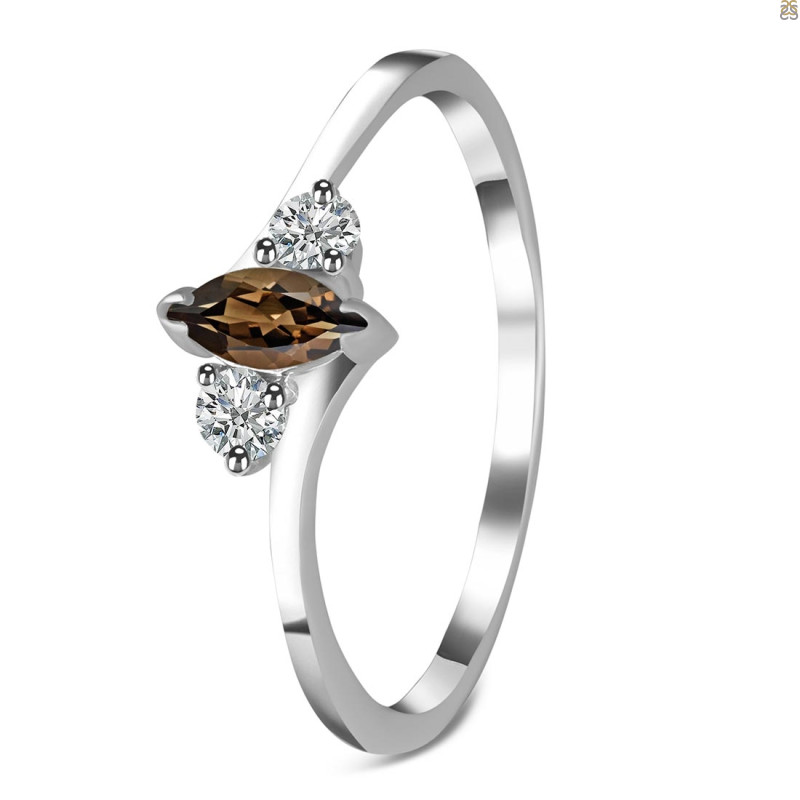 Smoky & White Topaz Ring