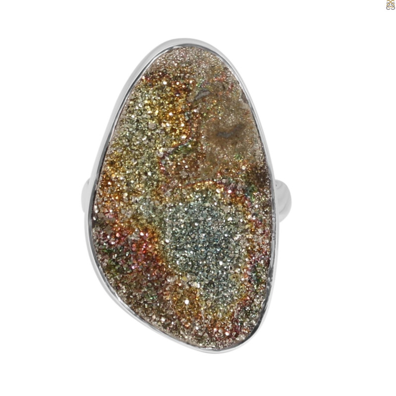 Spectropyrite Druzy Ring-R-Size-9 SPD-2-42