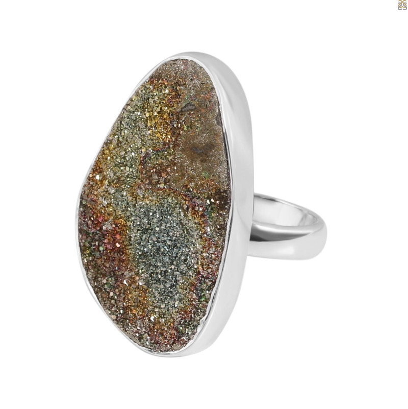 Spectropyrite Druzy Ring-R-Size-9