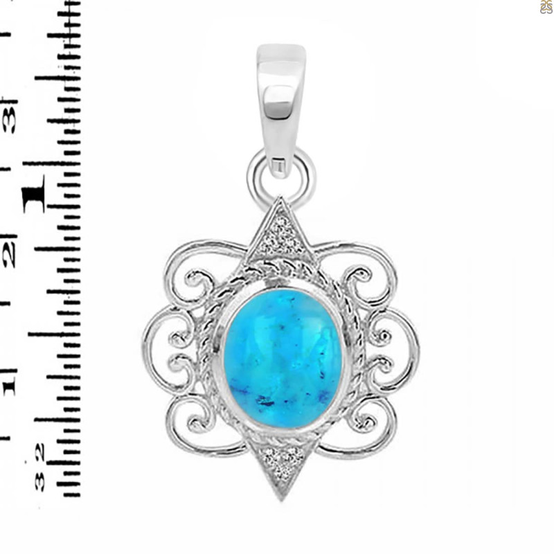Turquoise & White Topaz Pendant