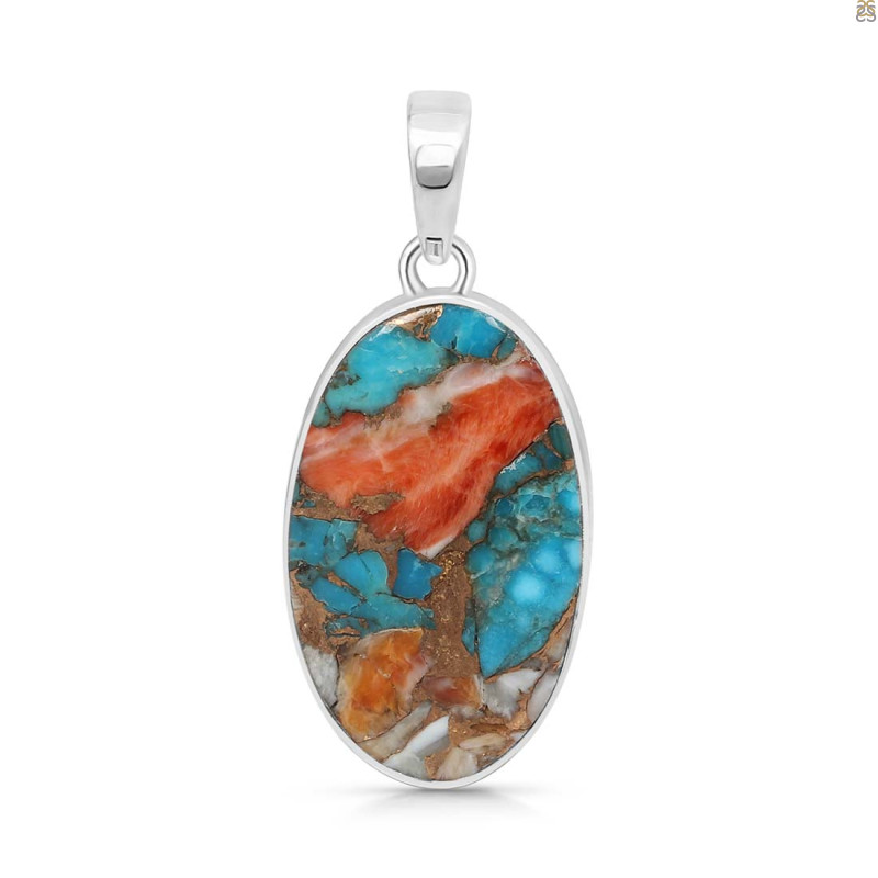 Spiny Oyster Turquoise Pendant-SP TRO-1-111