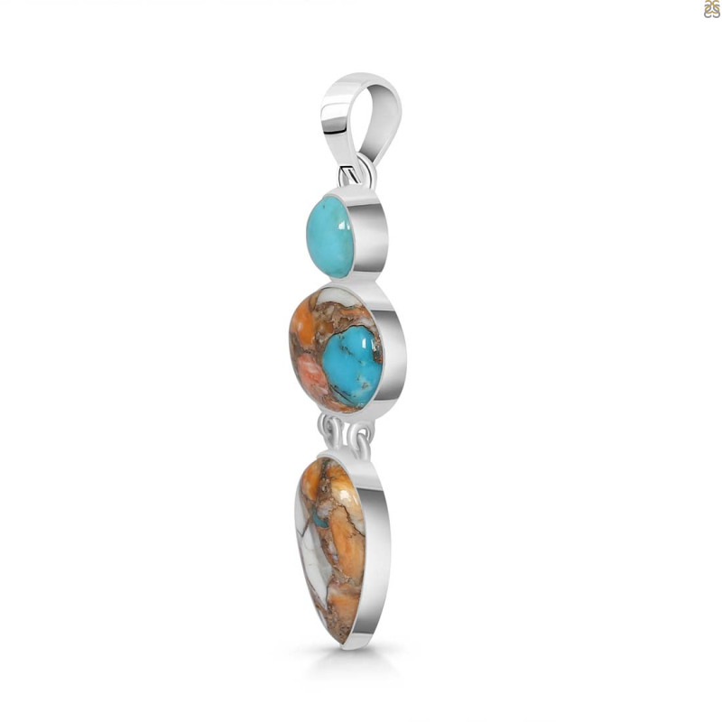 Spiny Oyster Turquoise & Turquoise Pendant-2SP