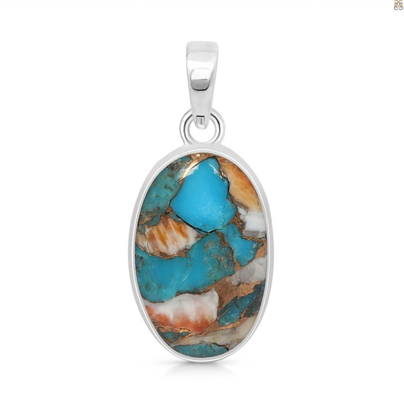 Spiny Oyster Turquoise Pendant-SP TRO-1-90