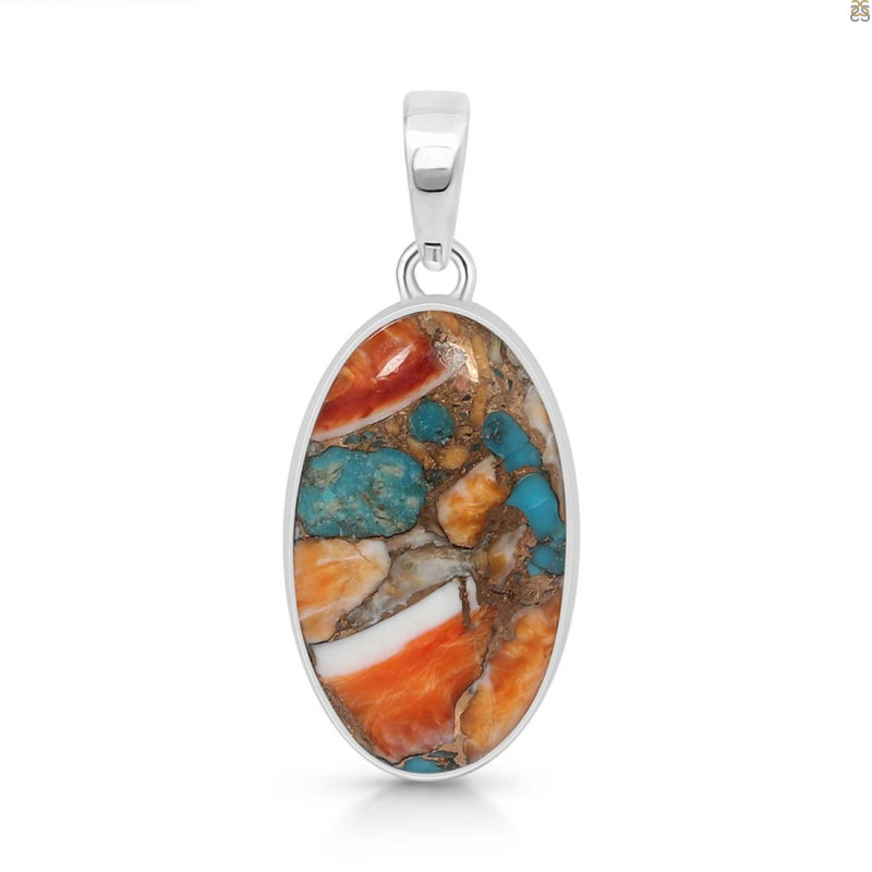 Spiny Oyster Turquoise Pendant-SP TRO-1-97