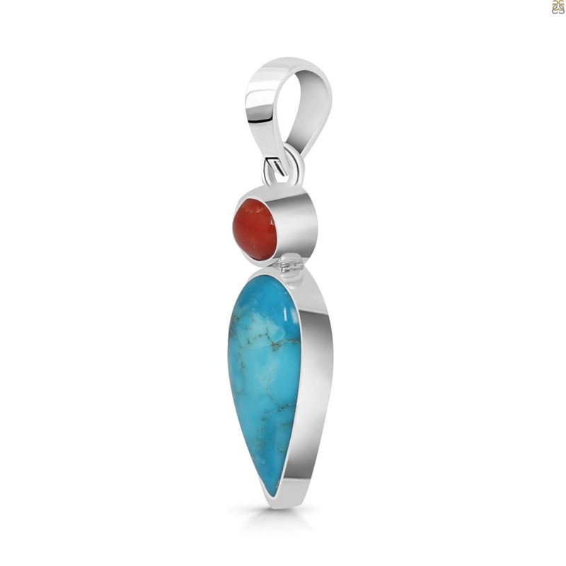 Turquoise/Red Onyx Pendant-2SP