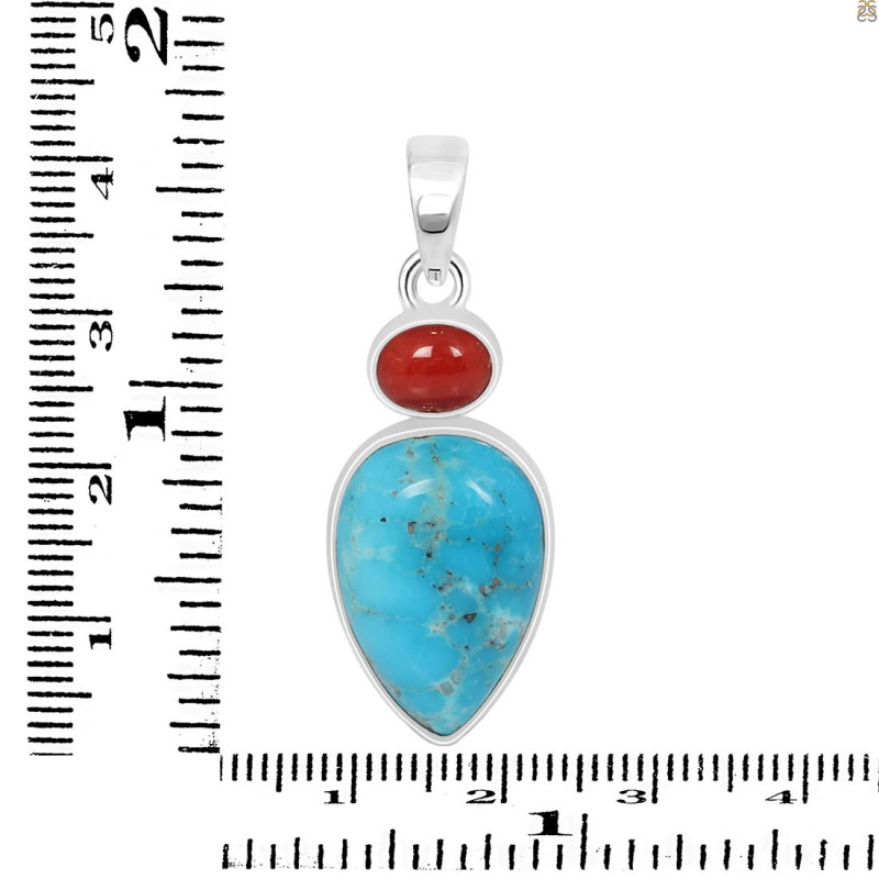 Turquoise/Red Onyx Pendant-2SP TRQ-1-175