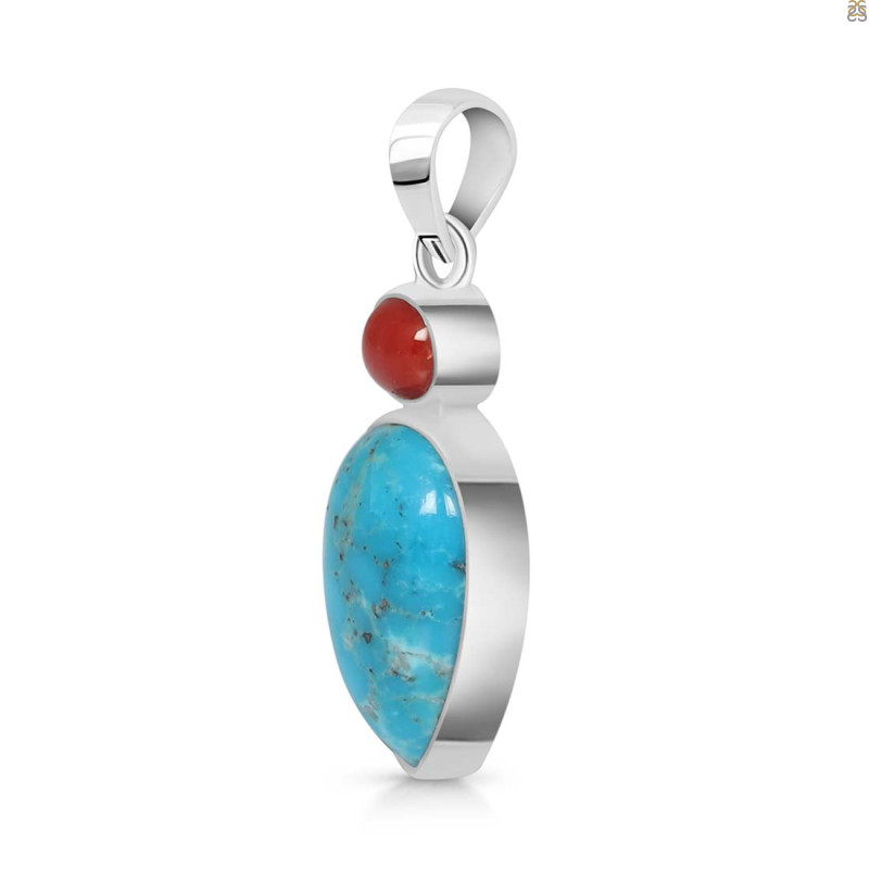 Turquoise/Red Onyx Pendant-2SP TRQ-1-175