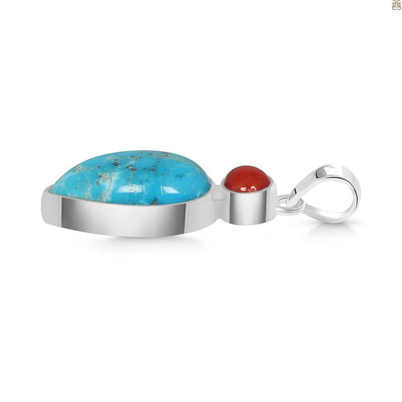 Turquoise/Red Onyx Pendant-2SP TRQ-1-175