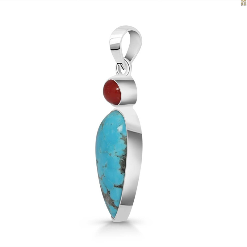 Turquoise/Red Onyx Pendant-2SP