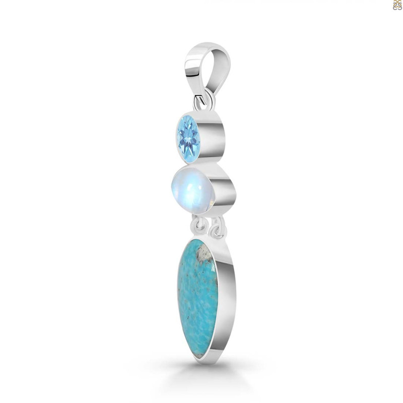 Turquoise/Moonstone/Blue Topaz Pendant-2SP