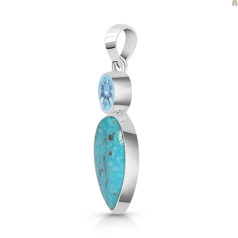 Turquoise/Blue Topaz Pendant-2SP