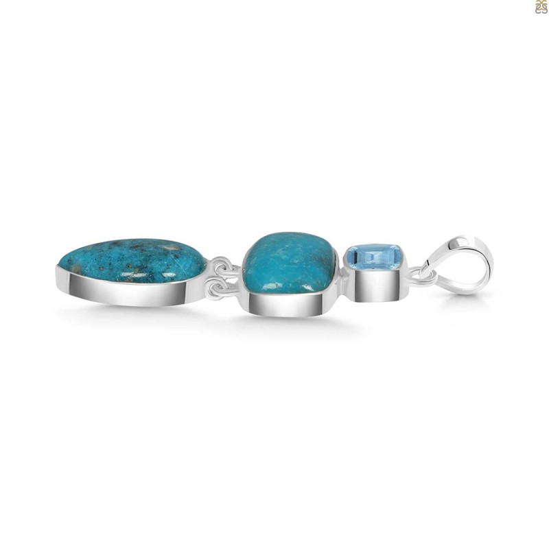 Turquoise/Blue Topaz Pendant-2SP TRQ-1-378