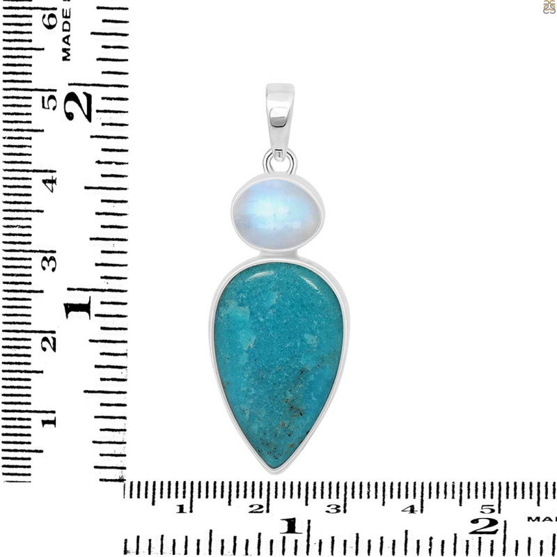 Turquoise/Moonstone Pendant-2SP TRQ-1-379